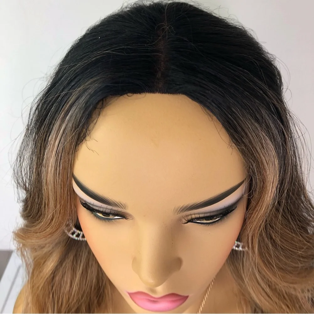 Ash PERFECT Blonde & Brown VALENTINO Long Straight Lace Wig Color FFHOTCHOCO